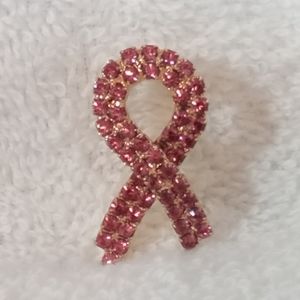 Lovely pink Rhinestone 1 1/4" Cancer awareness pin
